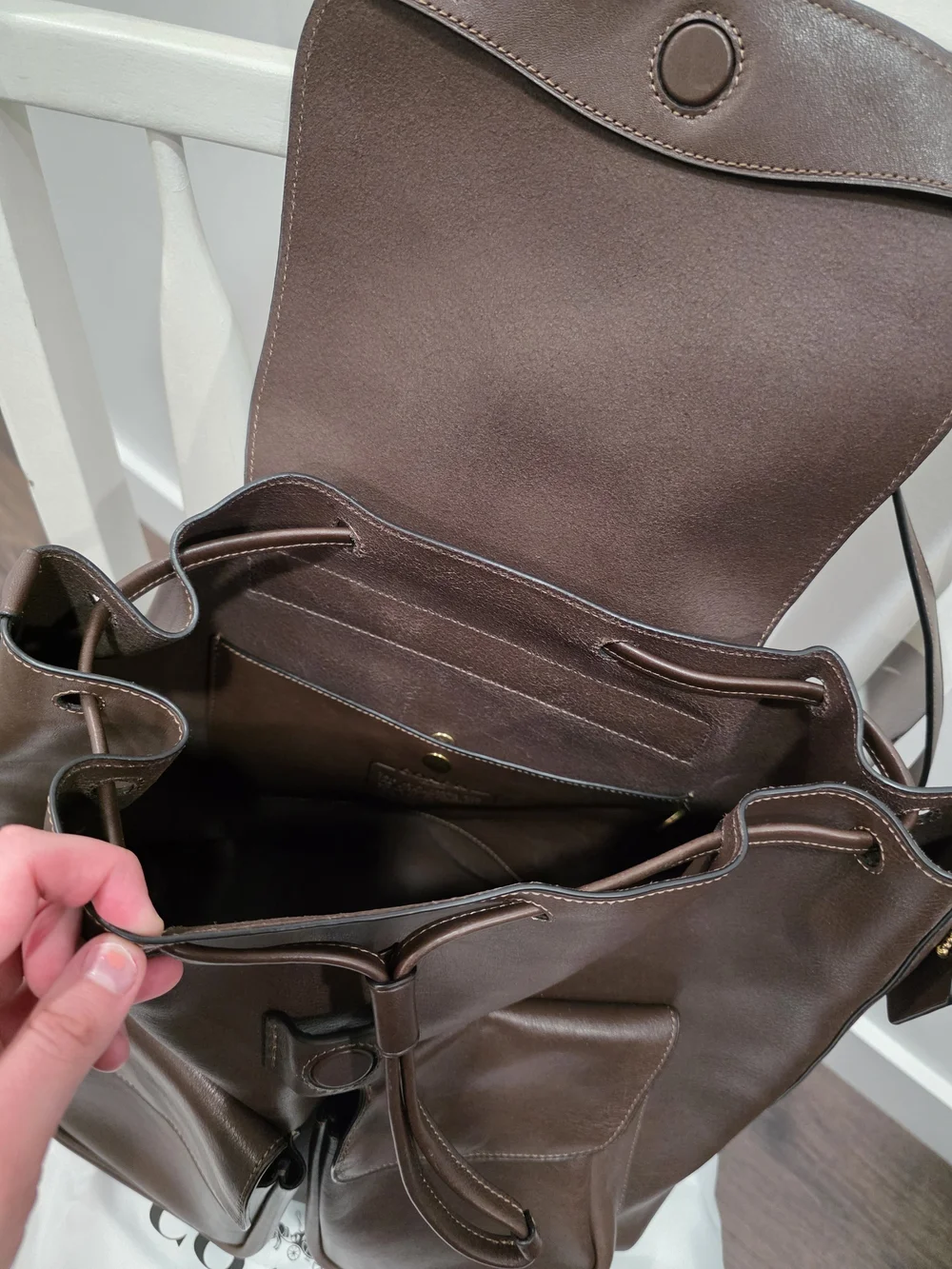 Coach Brown Leather Backpack with Front Pockets